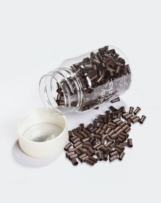 beauty works Copper Micro Rings Dark Brown 500 Pieces