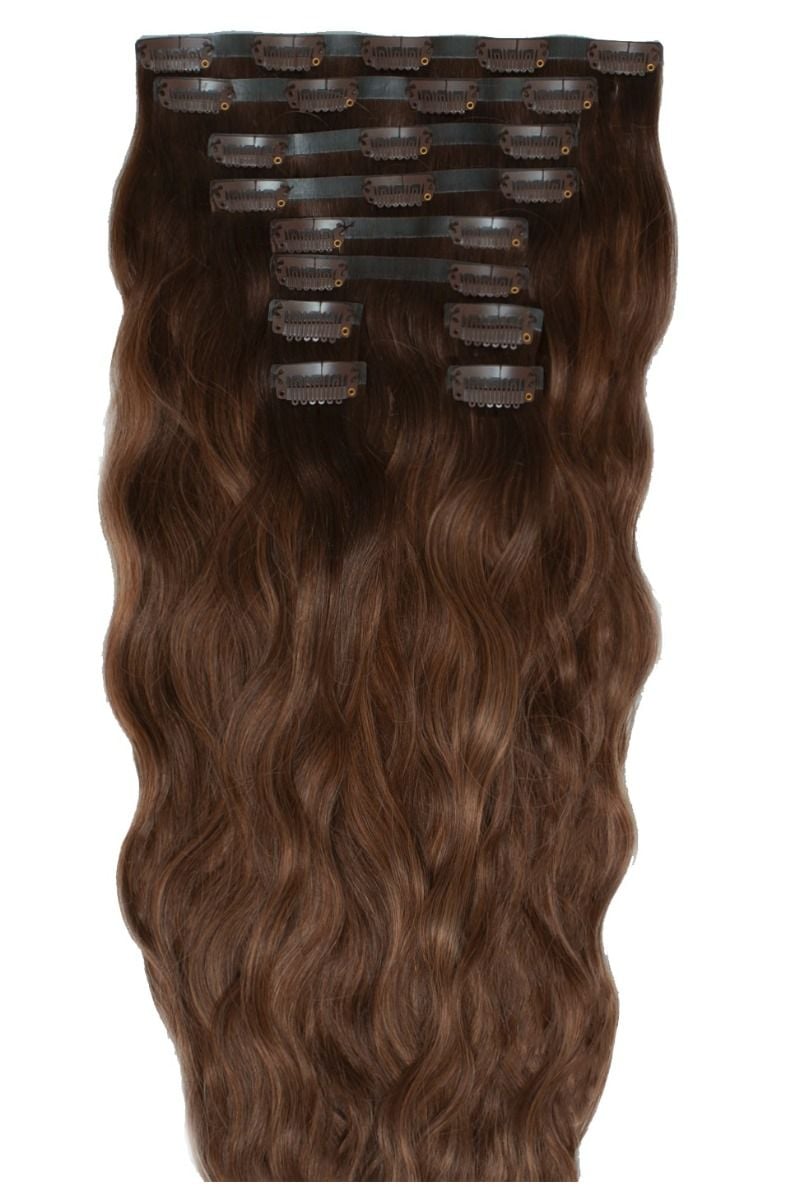 beauty works 22" Beach Wave Double Hair Set Clip-In Extensions - Hot Toffee