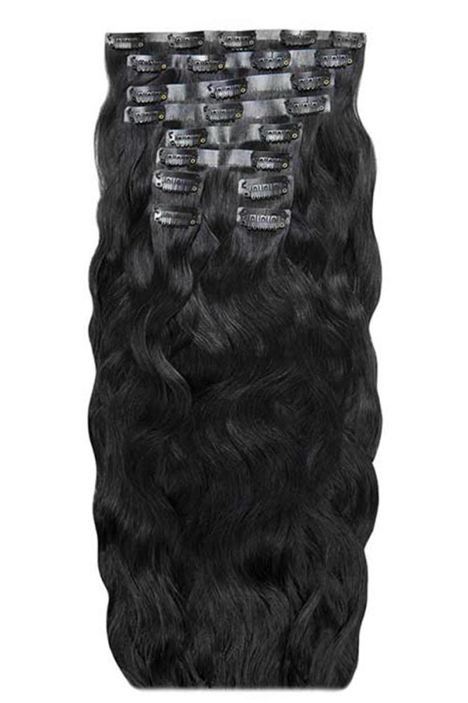 Black human hair extensions clip in clearance