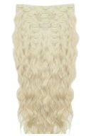 22" Beach Wave Double Hair Set Clip-In Extensions - Pure Platinum thumbnail