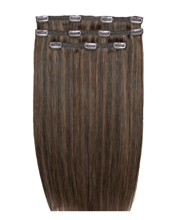 20 Deluxe Remy Instant Clip-In Hair Extensions - Espresso Brown"