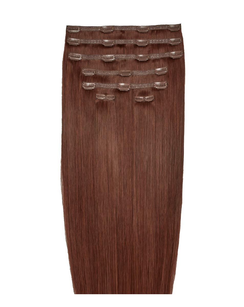 26" Double Hair Set Clip-In Extensions - Crimson