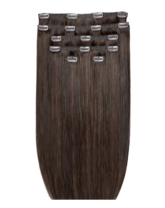 20 Double Hair Set Clip-In Extensions - Dark Chocolate"