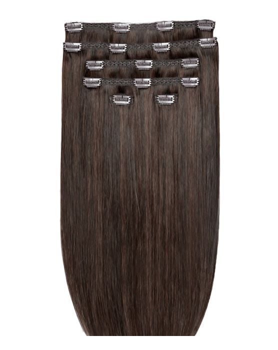 22 Double Hair Set Clip-In Extensions - Dark Chocolate"