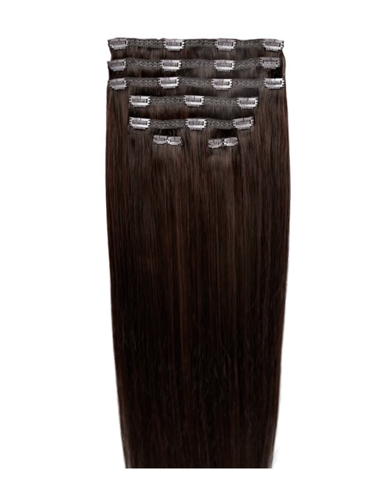 26 Double Hair Set Clip-In Extensions - Dark Chocolate"