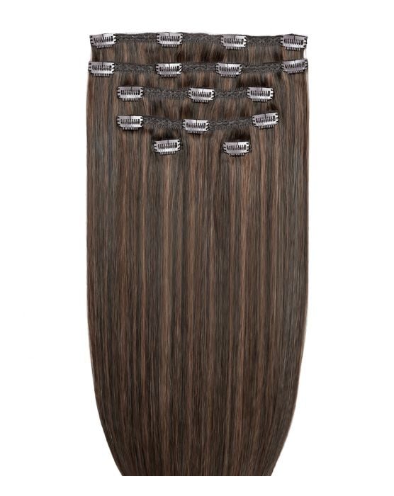 20 Double Hair Set Clip-In Extensions - Espresso Brown"