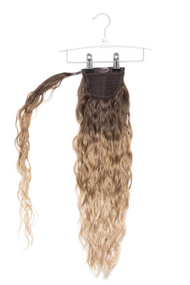 20 Clip-in Beach Wave Invisi® Ponytail - High Contrast Warm