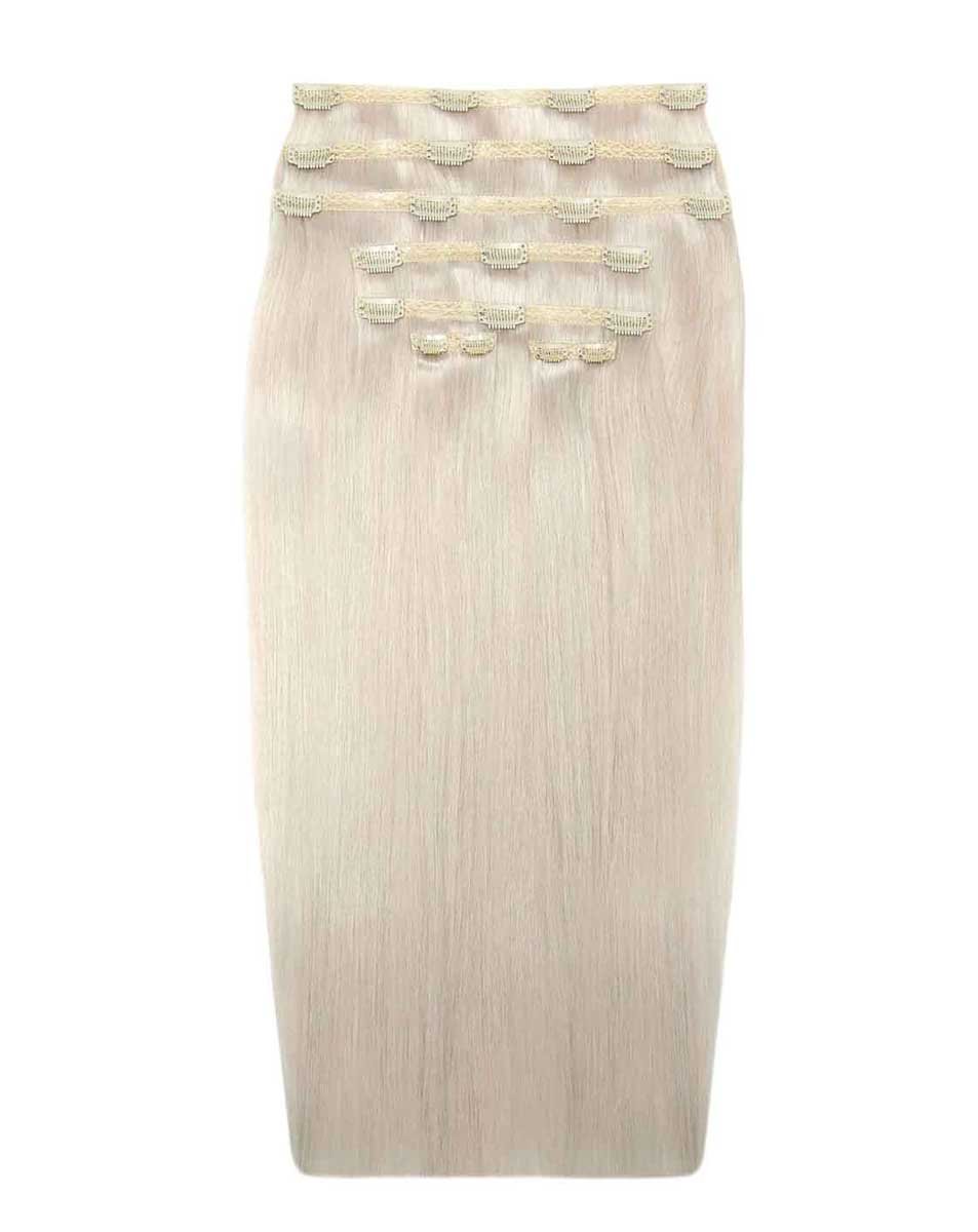 26 Double Hair Set Clip-In Extensions - Pure Platinum"